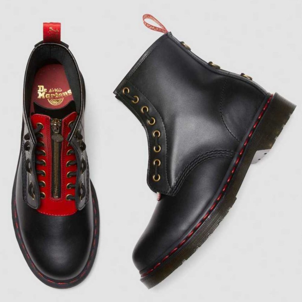 Dr. Martens Black Boots with Red Details